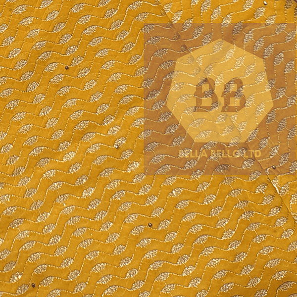 Yellow Austrian Voile Lace with Gold Embroidery