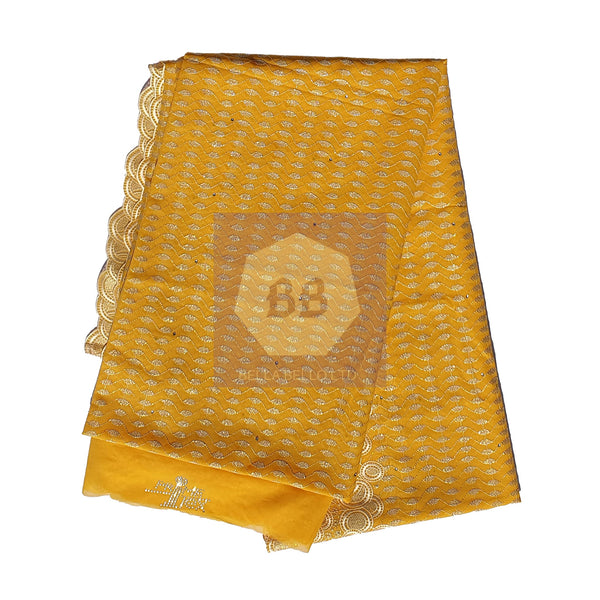 Yellow Austrian Voile Lace with Gold Embroidery