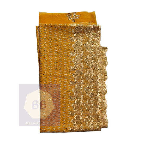 Yellow Austrian Voile Lace with Gold Embroidery