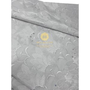 Premium White Voile - Stoned Flower Design