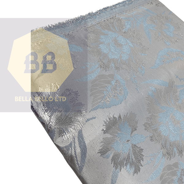 Sky Blue and Silver Sego Gele
