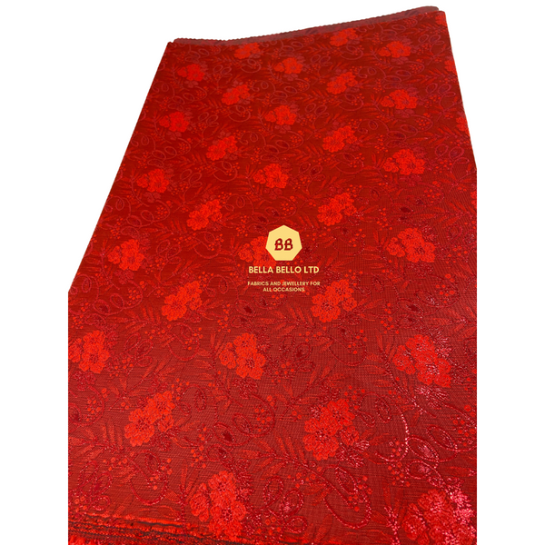 Red Flower Pattern Sego Gele and Ipele
