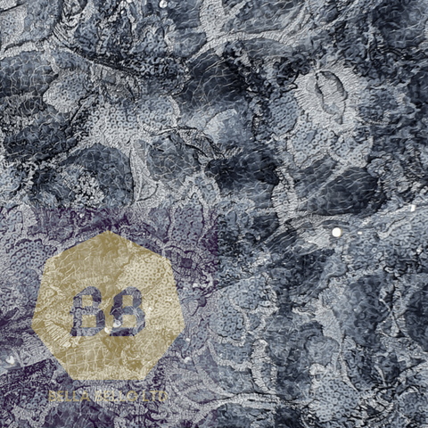 Grey Tulle Lace Fabric with Silver Floral Sequin Pattern