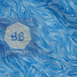 Glacier Blue Lace Fabric with Sequins