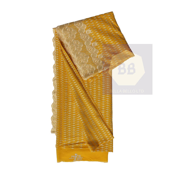 Yellow Austrian Voile Lace with Gold Embroidery